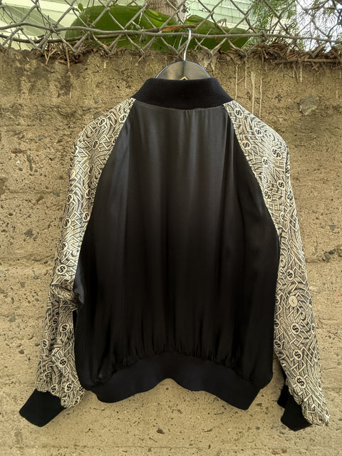ENFANTS RICHES DEPRIMES ERD SS2020 L Black Grey Silk Zip Up Jacket