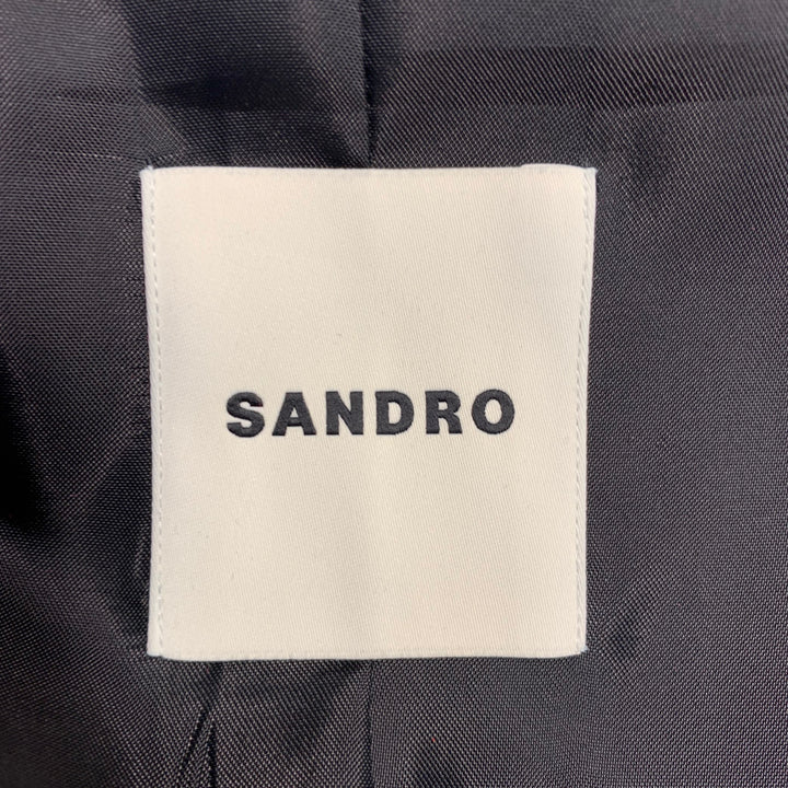 SANDRO Size L Black Viscose Blend Zip Up Jacket
