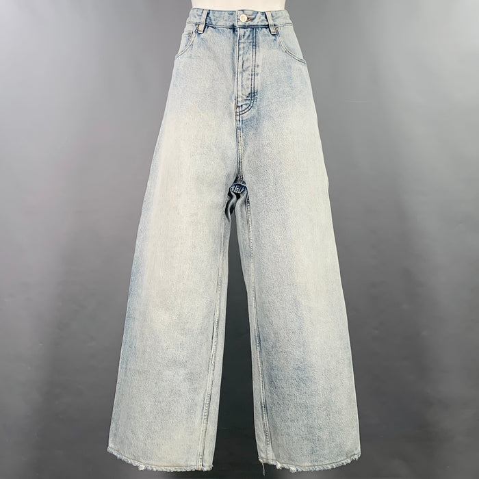 BALENCIAGA Size XS Light Blue Cotton Wide Leg Jeans