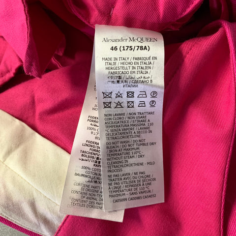 ALEXANDER MCQUEEN Chest Size 36 Pink Wool Peak Lapel 30 30 Suit
