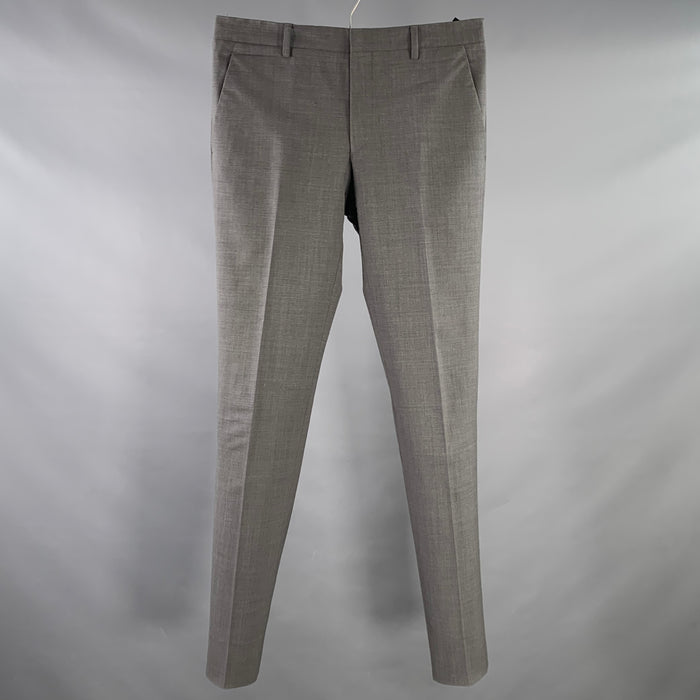 PRADA Size 30 Grey Wool Button Fly Slim Tapered Dress Pants