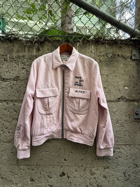 ENFANTS RICHES DEPRIMES ERD SS2018 M Pink Embroidery Wool Zip Up Jacket
