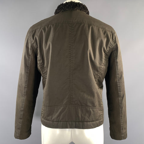 JOHN VARVATOS * U.S.A. Chest Size M Brown Waxed Cotton Zip Up Jacket