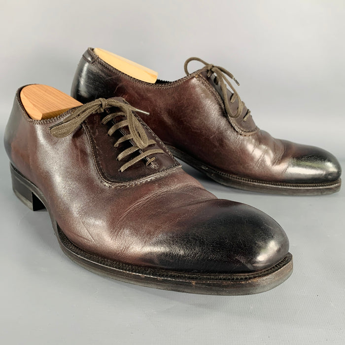 TOM FORD Size 10.5 Brown Leather Oxford Lace-Up Shoes