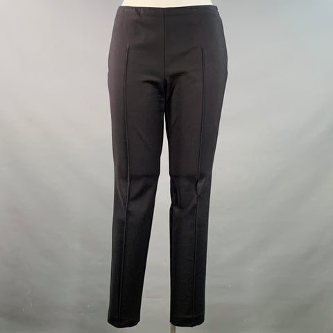 AKRIS Size 12 Black Cotton Blend Tapered Side Zipper Dress Pants