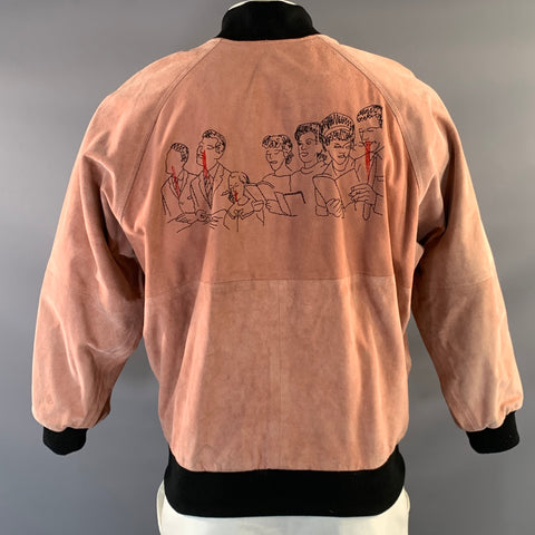 ENFANTS RICHES DEPRIMES ERD SS2018 L Pink Embroidery Suede Bomber Jacket