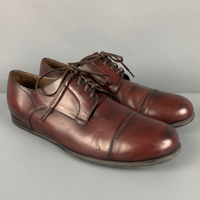 DOLCE & GABBANA Size 9 Brown Leather Cap Toe Lace-Up Shoes