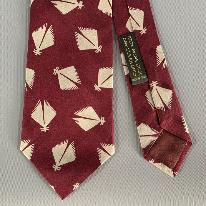 GIORGIO ARMANI Burgundy Grey Graphic Silk Tie