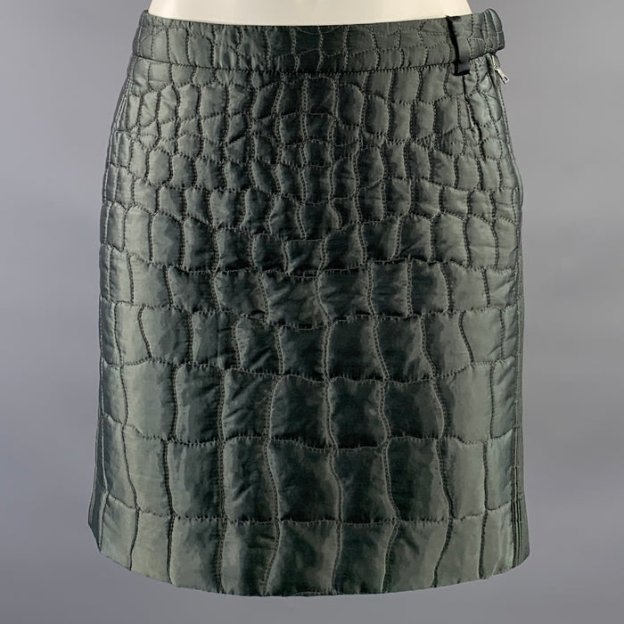 PRADA Size M Grey Polyester Crocodile Mini Skirt