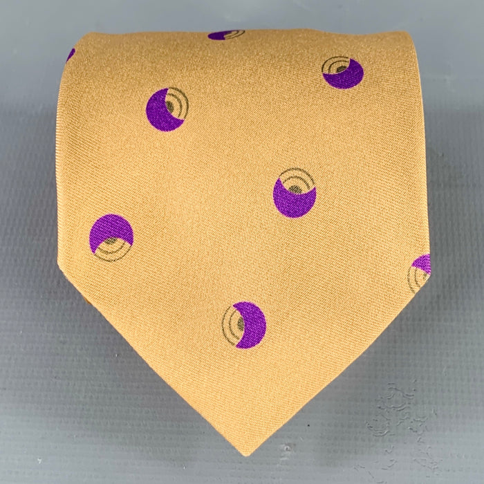GIORGIO ARMANI Gold Purple Dots Silk Tie