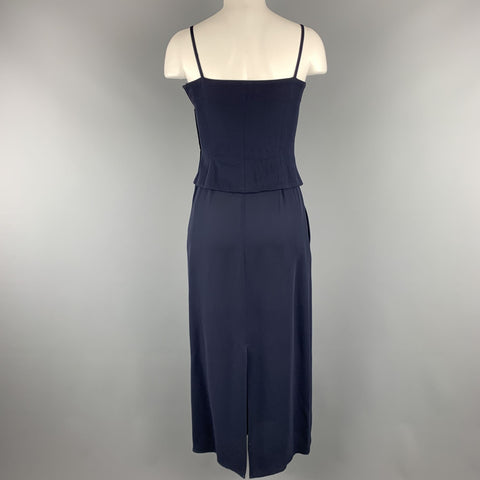 GIORGIO ARMANI Size 4 Navy Viscose Spaghetti Strap Buster Dress