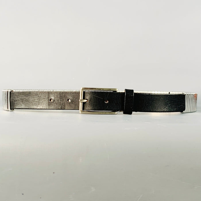 VIKTOR & ROLF Size 34 Silver Black Metal Leather Belt