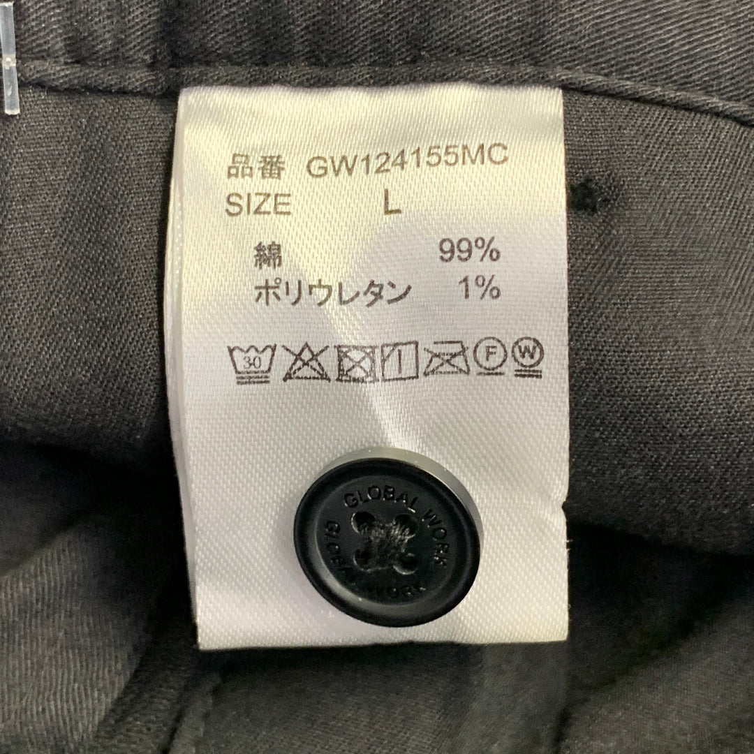 GLOBAL WORK Size L Black Corduroy Cotton Blend Drawstring Casual Pants