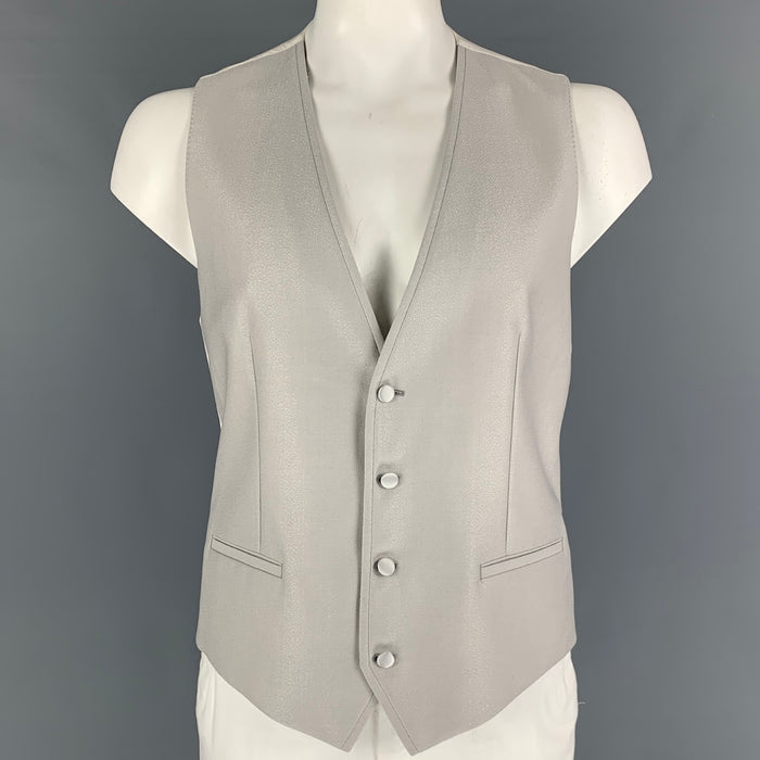 DOLCE & GABBANA Size 42 Silver Beige Wool Silk Vest