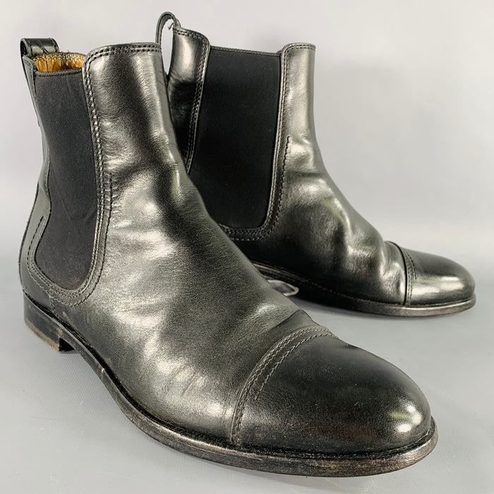 LANVIN Size 9 Black Leather Chelsea Ankle Boots