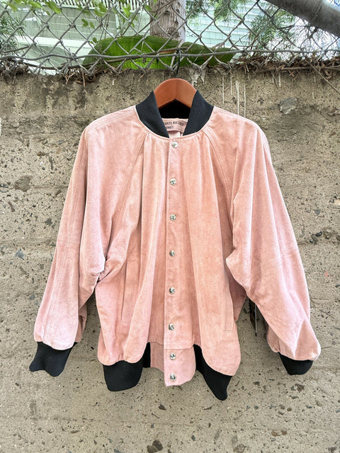 ENFANTS RICHES DEPRIMES ERD SS2018 L Pink Embroidery Suede Bomber Jacket