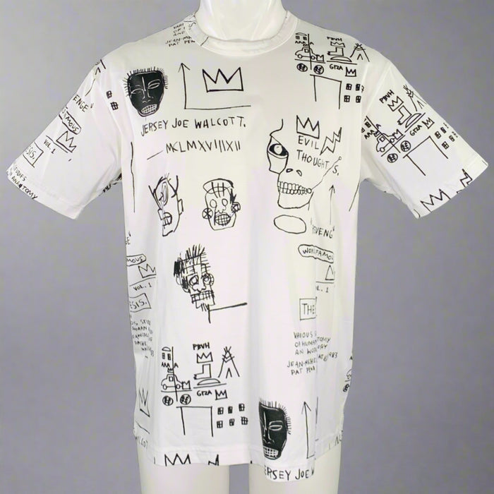 JUNYA WATANABE 2022 Size M White Black Basquiat Graphic Cotton Crew Neck T-shirt