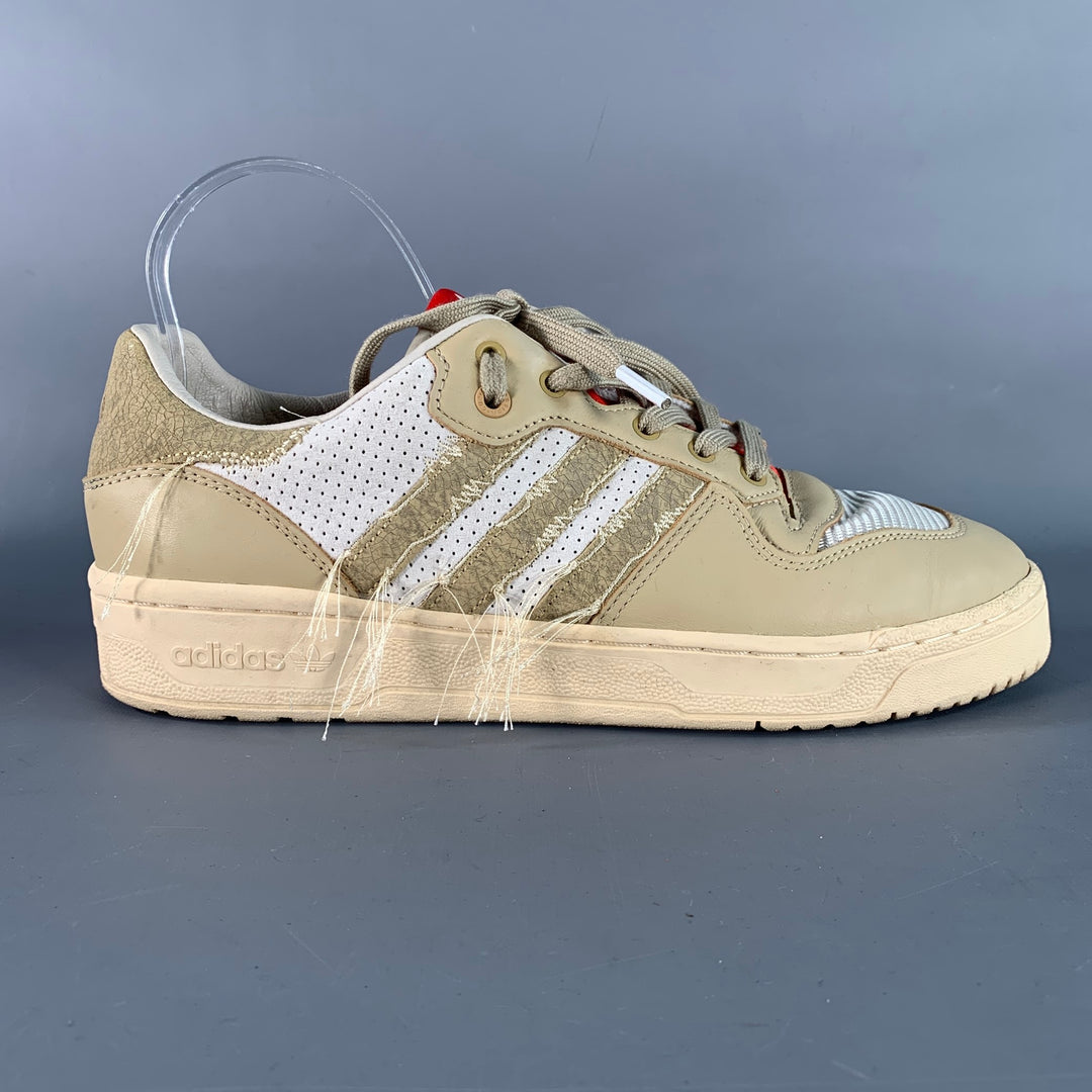 ADIDAS Size 9.5 Beige White Mixed Materials Nylon Mesh Sneakers