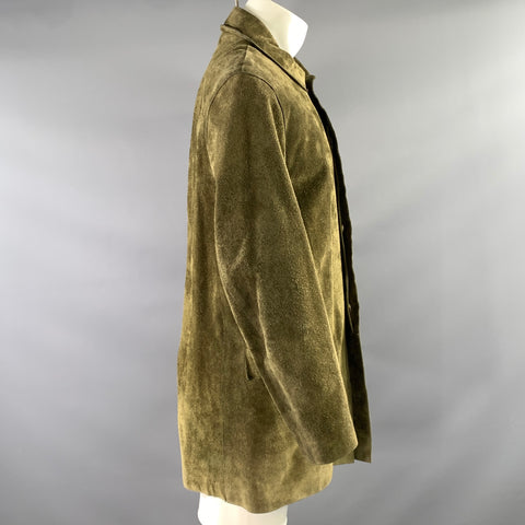 PAUL HARNDEN SHOEMAKERS Green Leather Button Up Coat