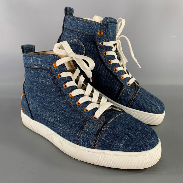 CHRISTIAN LOUBOUTIN Size 9 Navy Solid Canvas High Top Sneakers