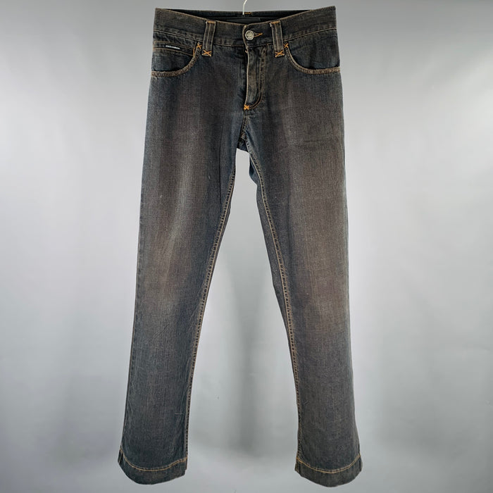 DOLCE & GABBANA Size 28 Grey Contrast Stitch Cotton Jeans