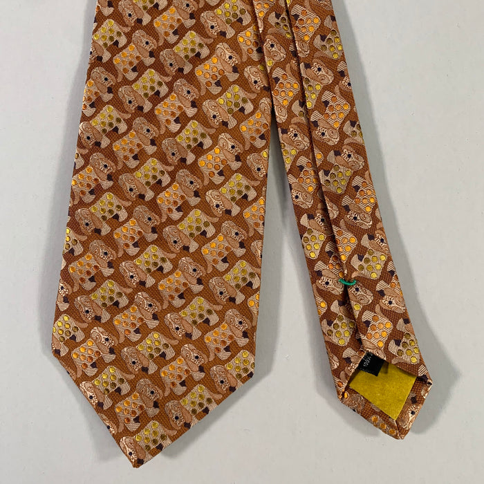 PAUL SMITH Orange Multi-Color Dogs Silk Tie