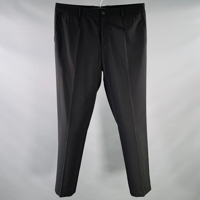 DOLCE & GABBANA Size 34 Black Wool Blend Tapered Zip Fly Dress Pants