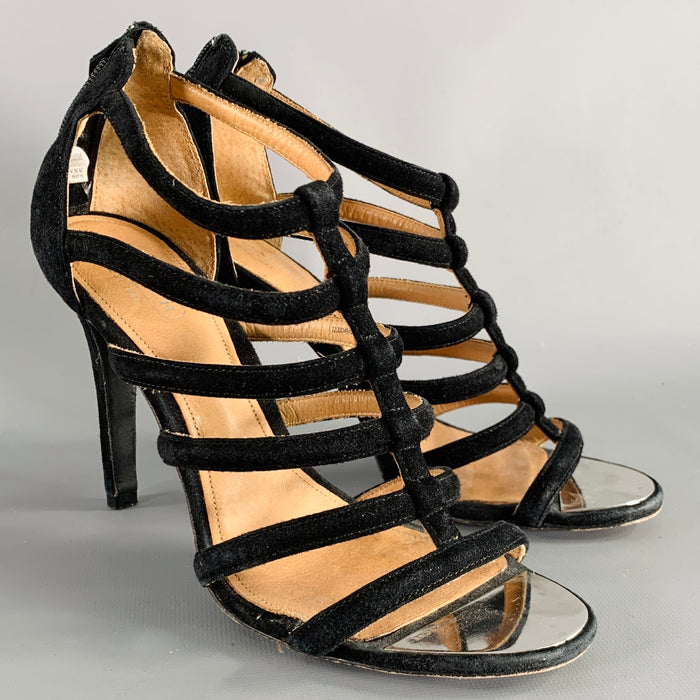 COACH Size 8 Lavania Black Suede Gladiator Sandals