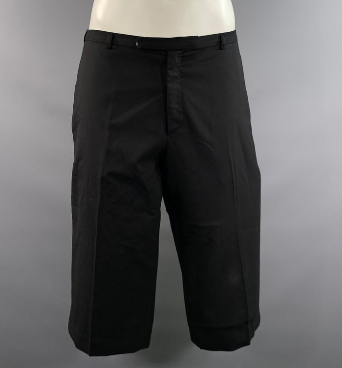 YVES SAINT LAURENT Size 34 Black Polyurethane Trouser Cut Shorts