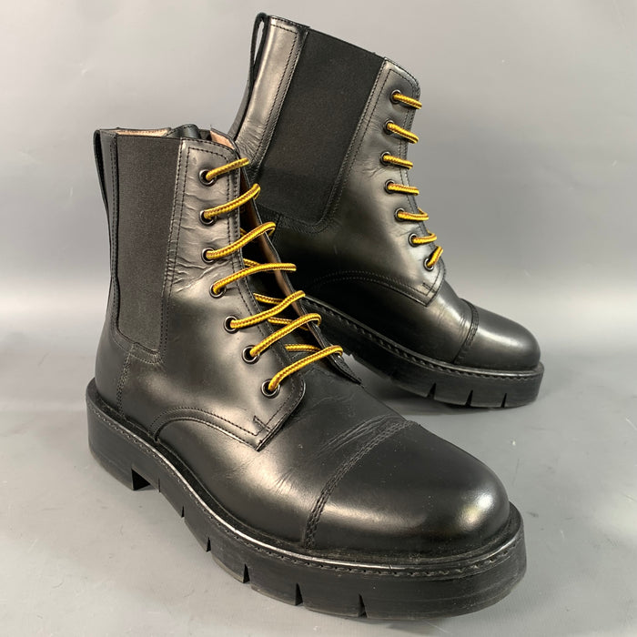 SALVATORE FERRAGAMO Size 9 Black Leather Cap Toe Boots