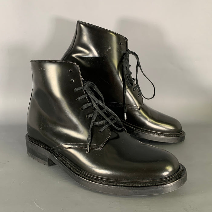 SAINT LAURENT Size 8 Black Leather Lace Up Boots