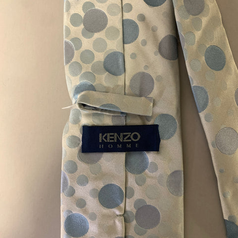 KENZO Grey Blue Polka Dot Silk Tie