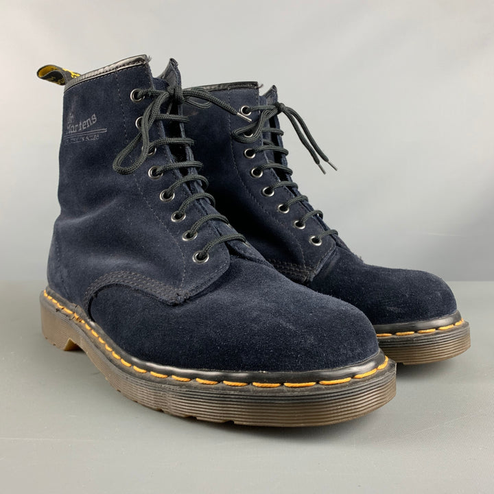 DOC MARTENS Size 9 Navy Suede Lace Up Boots