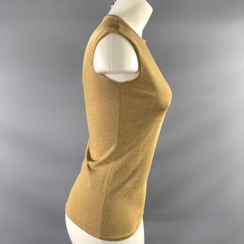 RALPH LAUREN Size S Gold Viscose & Silk Metallic Tank Dress Top