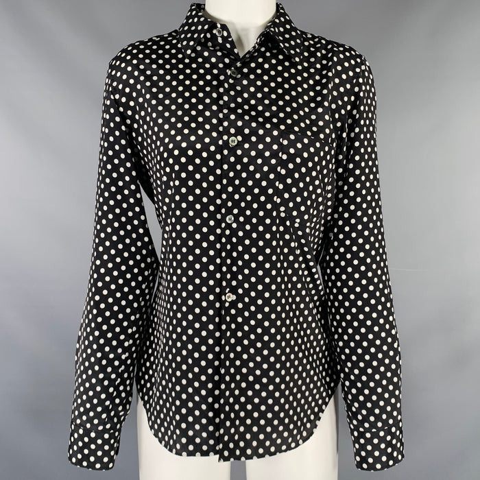 COMME des GARCONS Size M Black White Polyester Polka Dot Button Up Shirt
