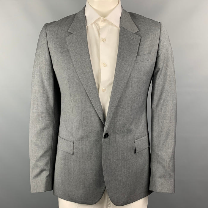 PS by PAUL SMITH Talla 42 Abrigo deportivo regular con solapa de muesca de lana gris