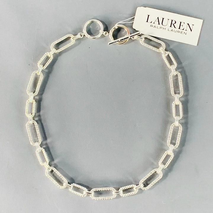 LAUREN by RALPH LAUREN Silver Chain Link Metal Rhinestones Necklace
