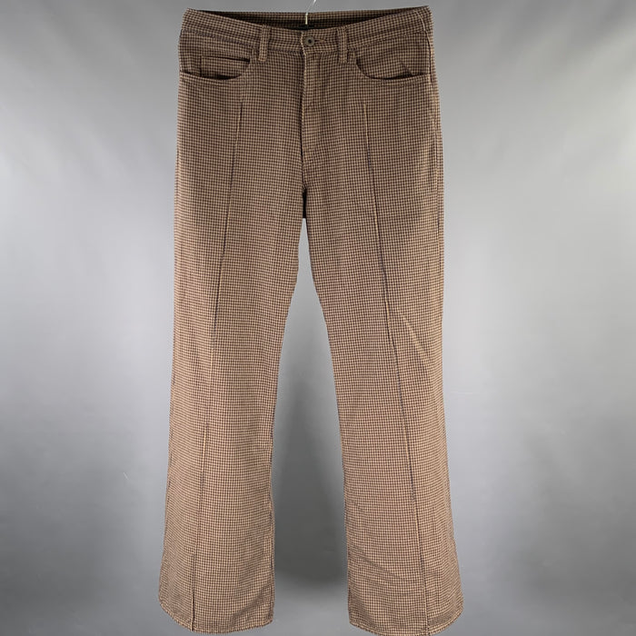 KAPITAL Size 31 Brown Navy Houndstooth Cotton Pants