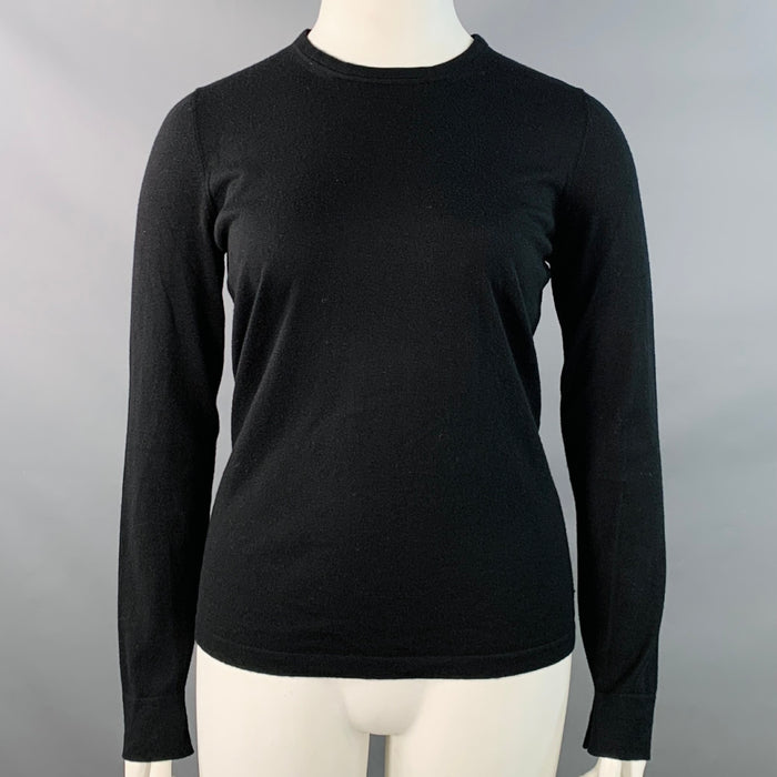 LORO PIANA Size 10 Black Cashmere Crew Neck Pullover