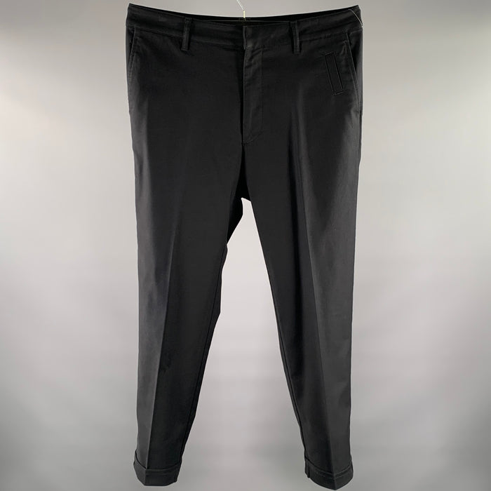 BOTTEGA VENETA Size 36 Black Solid Cotton Blend Straight Casual Pants