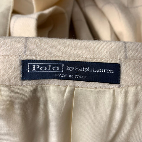 RALPH LAUREN Chest Size 42 Regular Beige Grey Window Pane Camel Hair Sport Coat