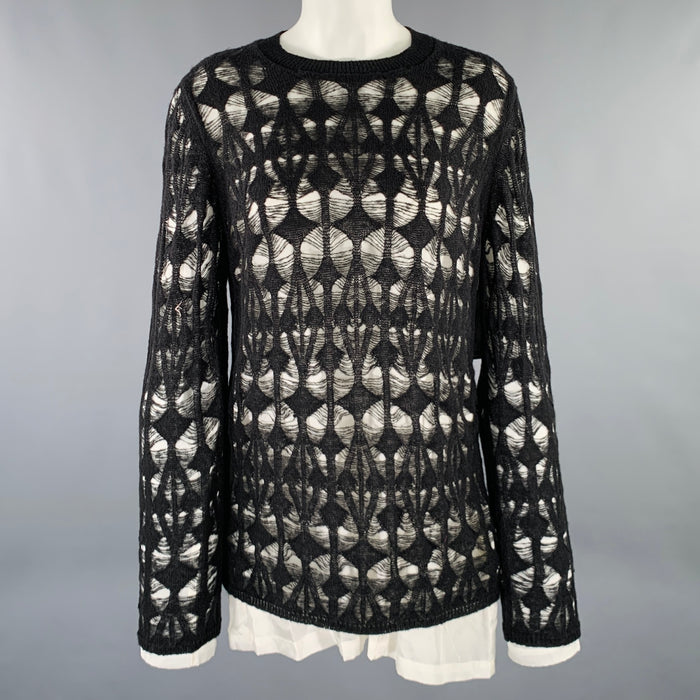 COMME des GARCONS 2022 Size M Black White Acrylic Blend Knit Pullover