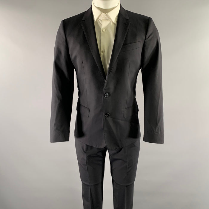 DOLCE & GABBANA Size 38 Navy Wool Blend Notch Lapel Slim Fit Suit