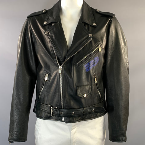 ENFANTS RICHES DEPRIMES ERD SS2017 XL Black Patches Leather Biker Jacket