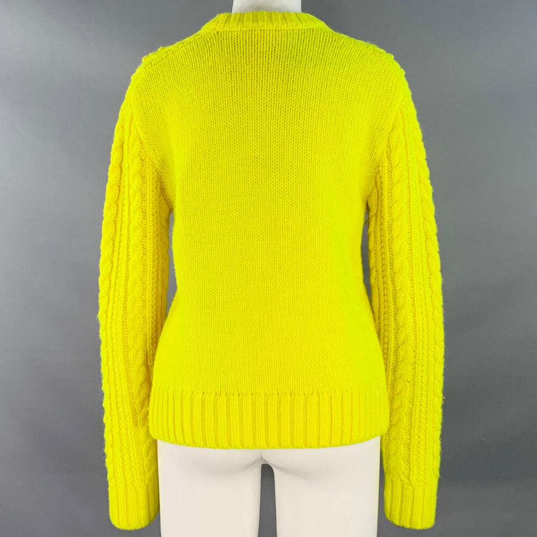 PHILOSOPHY di LORENZO SERAFINI Size S Yellow Cable Knit Crew Neck Sweater