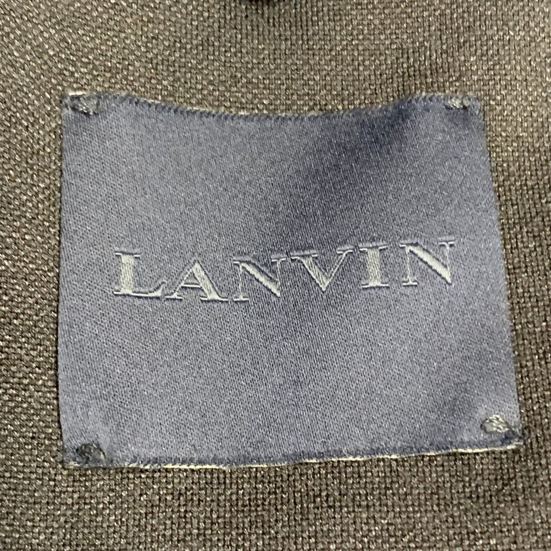 LANVIN Size L Black Silk Cotton Notch Lapel Jacket