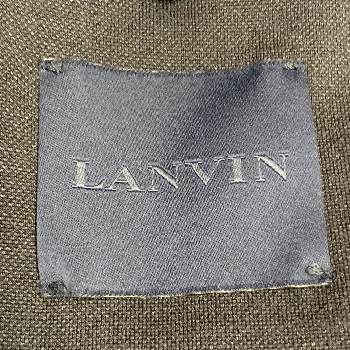 LANVIN Size L Black Silk Cotton Notch Lapel Jacket
