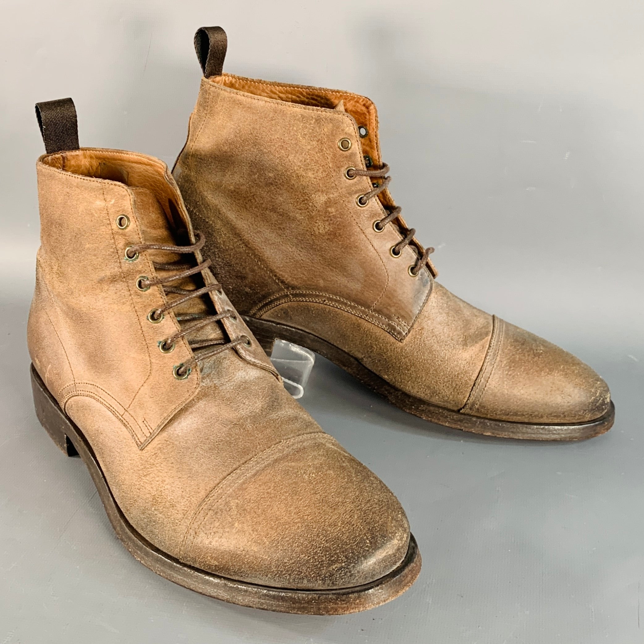 PAUL SMITH Size 9 Brown Antique Leather Cap Toe Lace-Up  display picture 3