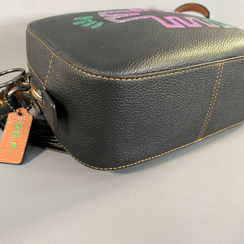 COACH SS2018 Black Brown Metallic Leather Shoulder Bag