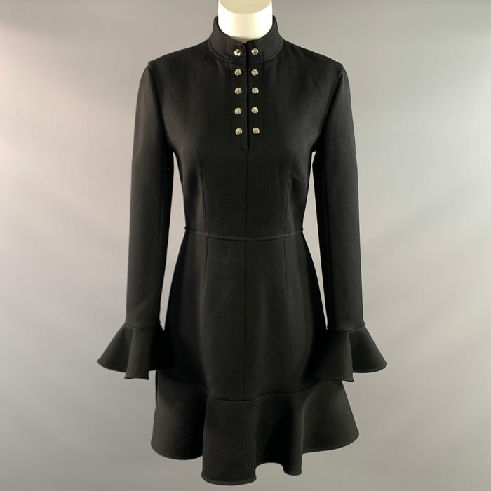 LOUIS VUITTON FW2016 Size 4 Black Wool Blend Snap buttons Knee Length Cocktail Dress